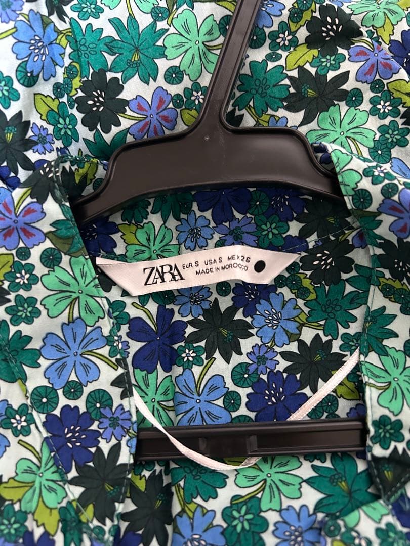 ZARAザラ花柄ワンピースコットン100%7分袖Mサイズ匿名配送 — image 4