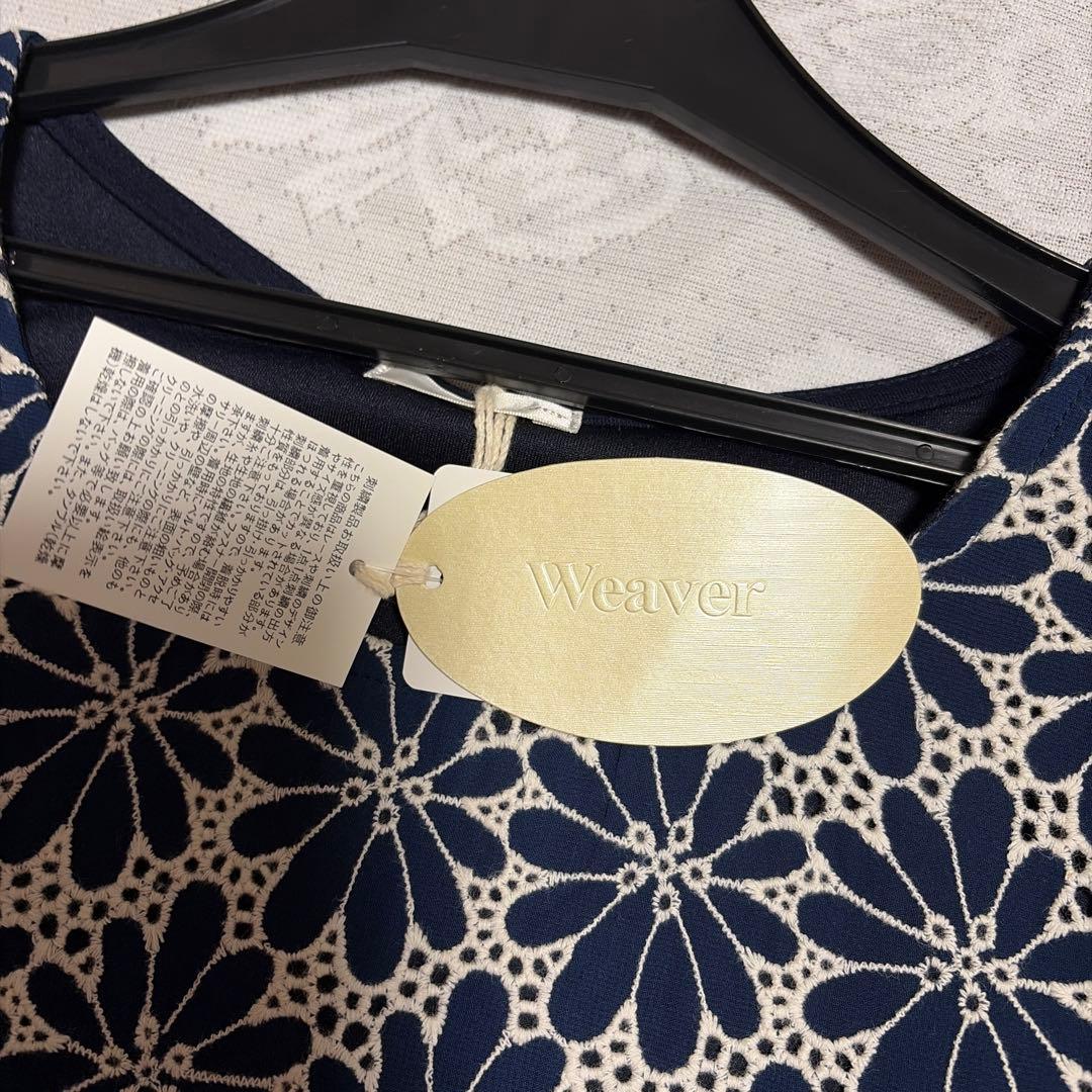 Weaver新品未使用花柄レース 七分袖 ワンピース ネイビー — image 5