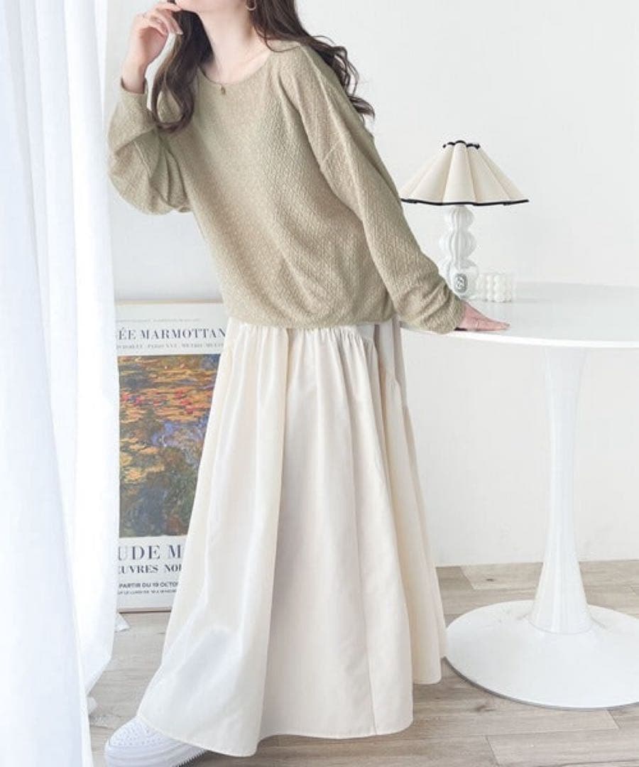 k0292 CLASSICAL ELF シャーリング長袖Tシャツ　グレージュ — image 2
