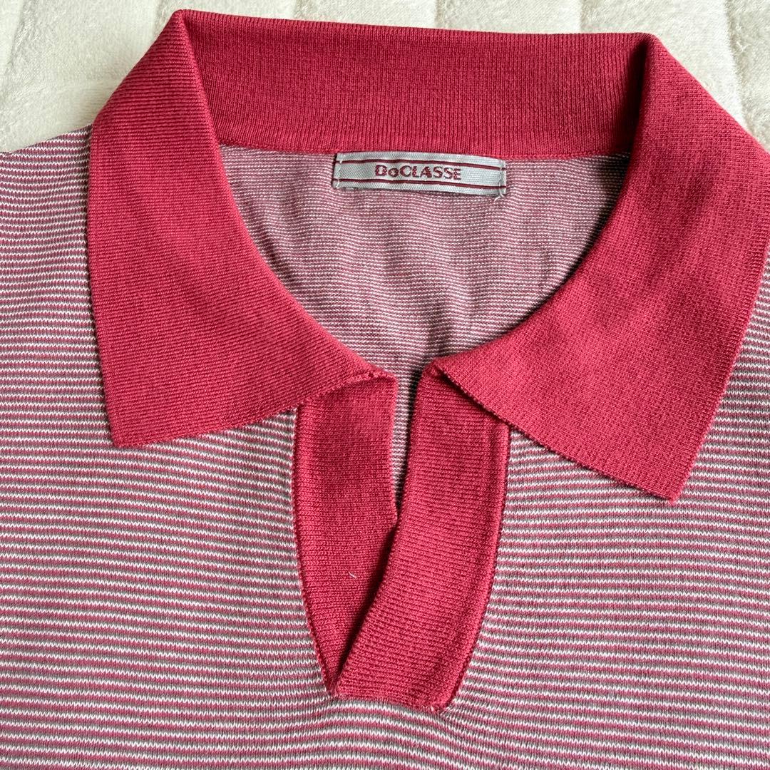 新品✨ DoCLASSE ボーダーニットポロ 半袖 XL — image 4
