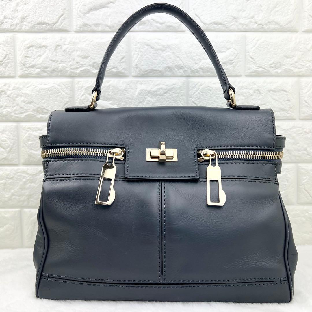 美品✨Max Mara マルゴー レザー 2WAY 本革 バッグ グレー — image 2