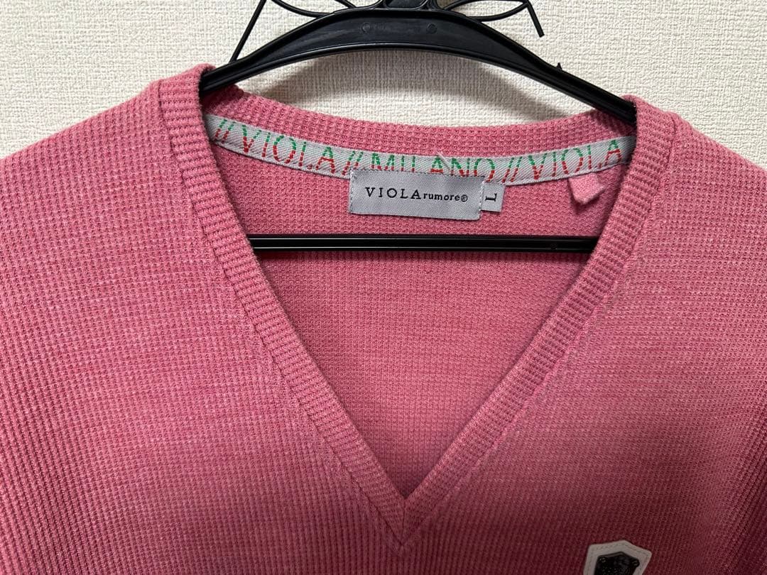 VIOLA rumore Vネック ニット セーター ピンク L — image 4