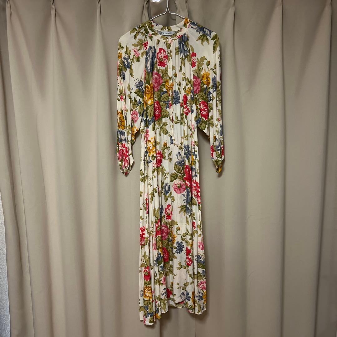 ZARA 花柄 長袖　ロングワンピース　M — image 2