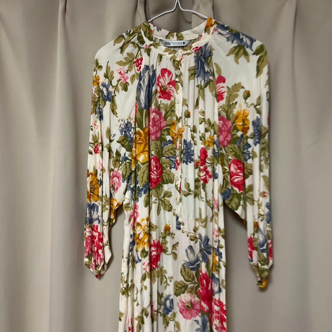 ZARA 花柄 長袖　ロングワンピース　M — image 4