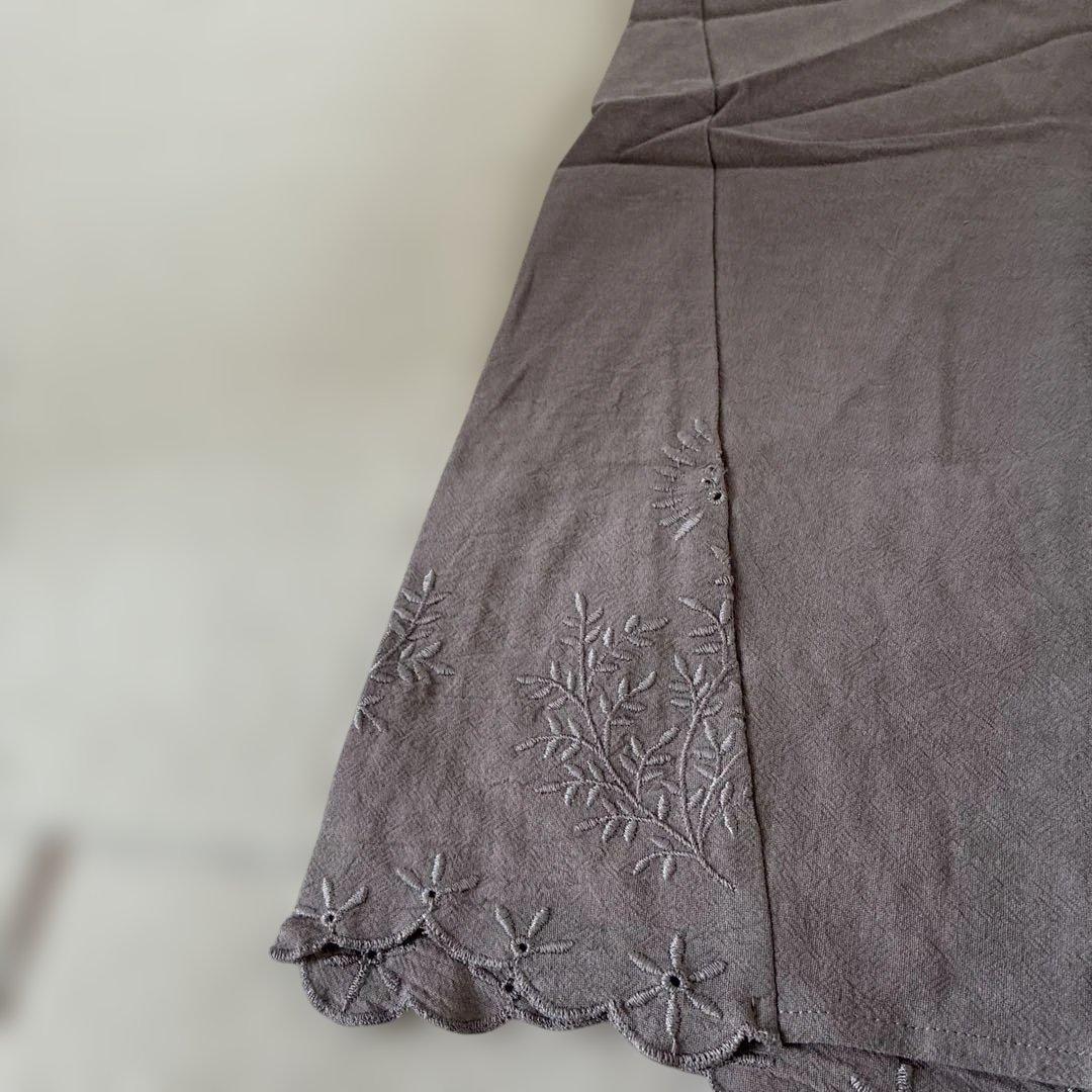 ブラウン 刺繍入り 半袖シャツ — image 3