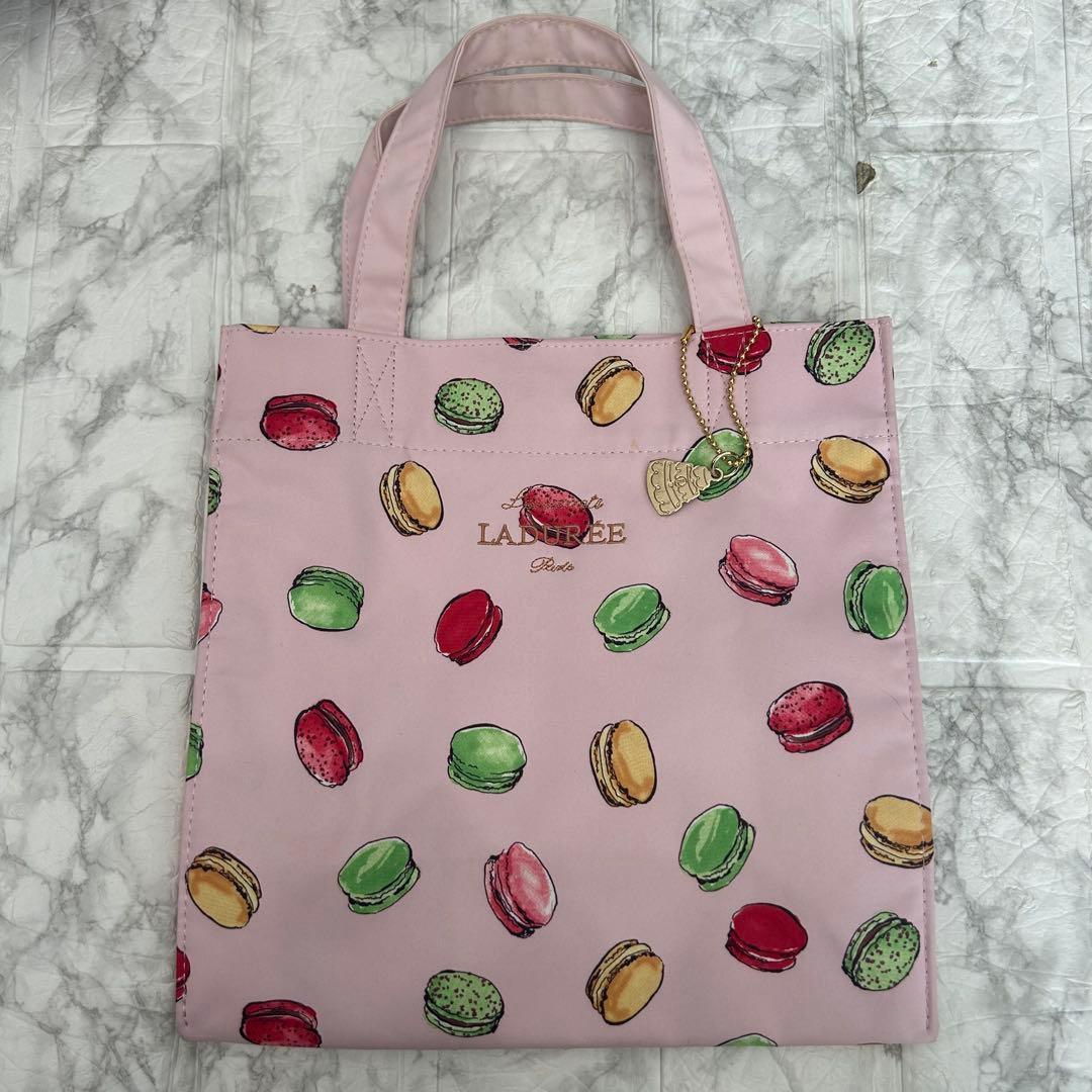 LADUREE トートバッグ　ハンドバック　マカロン柄　ピンク — image 2