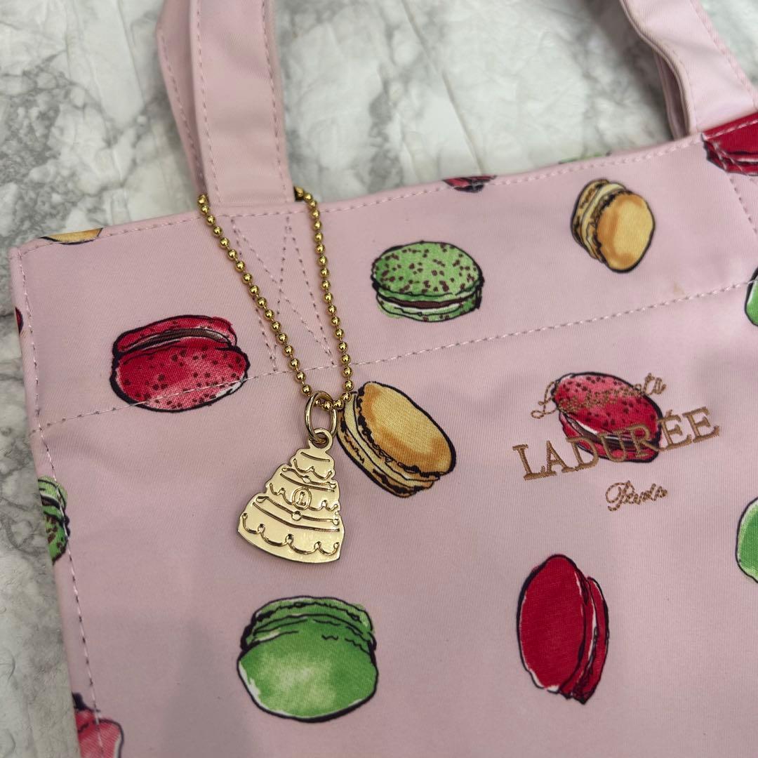 LADUREE トートバッグ　ハンドバック　マカロン柄　ピンク — image 4