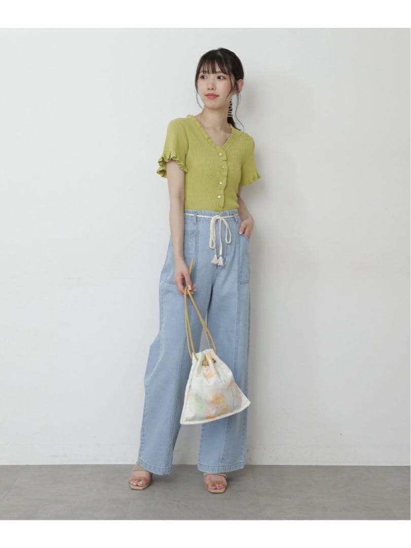 k0573 FREE'S MART フリルトリムリブニット　ライトグリーン — image 2