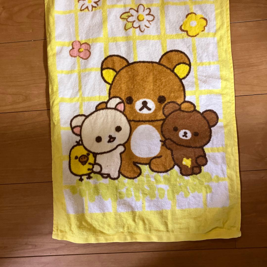 リラックマ フェイスタオル 38×105㎝　イエロー 花柄 — image 2