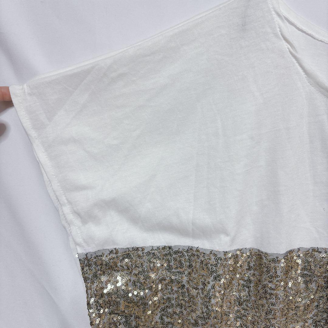Yaoyao スパンコール 半袖Tシャツ オーバーサイズチュニックプルオーバー — image 5