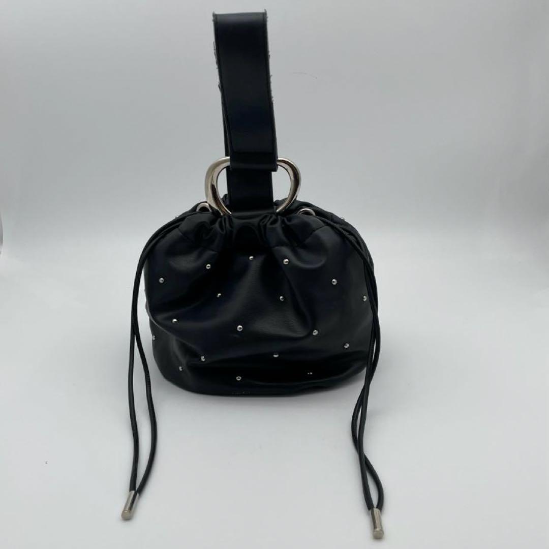 mystic loti スタッズ巾着バッグ ミニバッグ 内ポケット付き ブラック — image 2