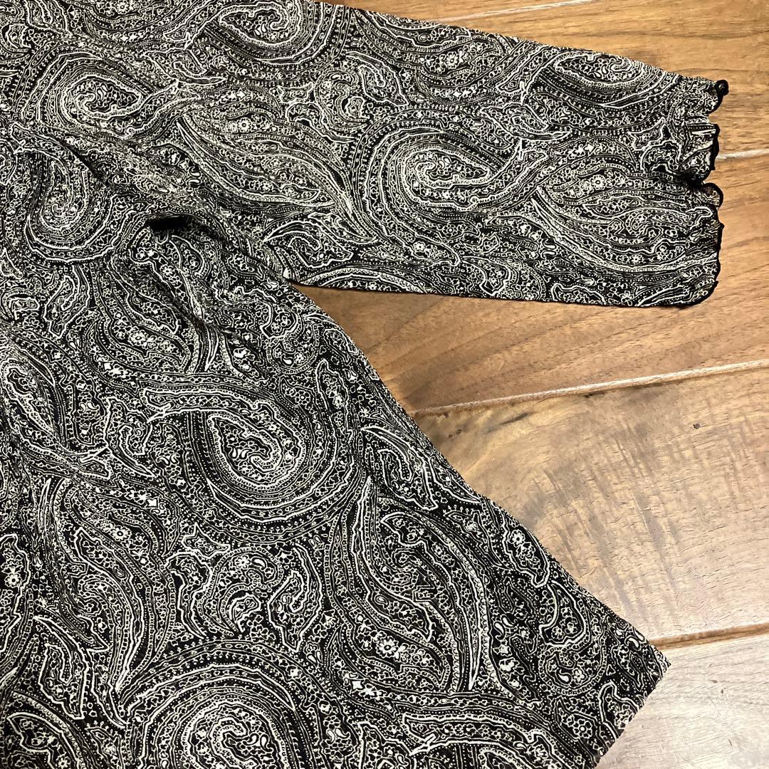 Bellcour 白黒 ペイズリー柄 長袖 ボタン シャツ 中古 L 春秋 — image 4