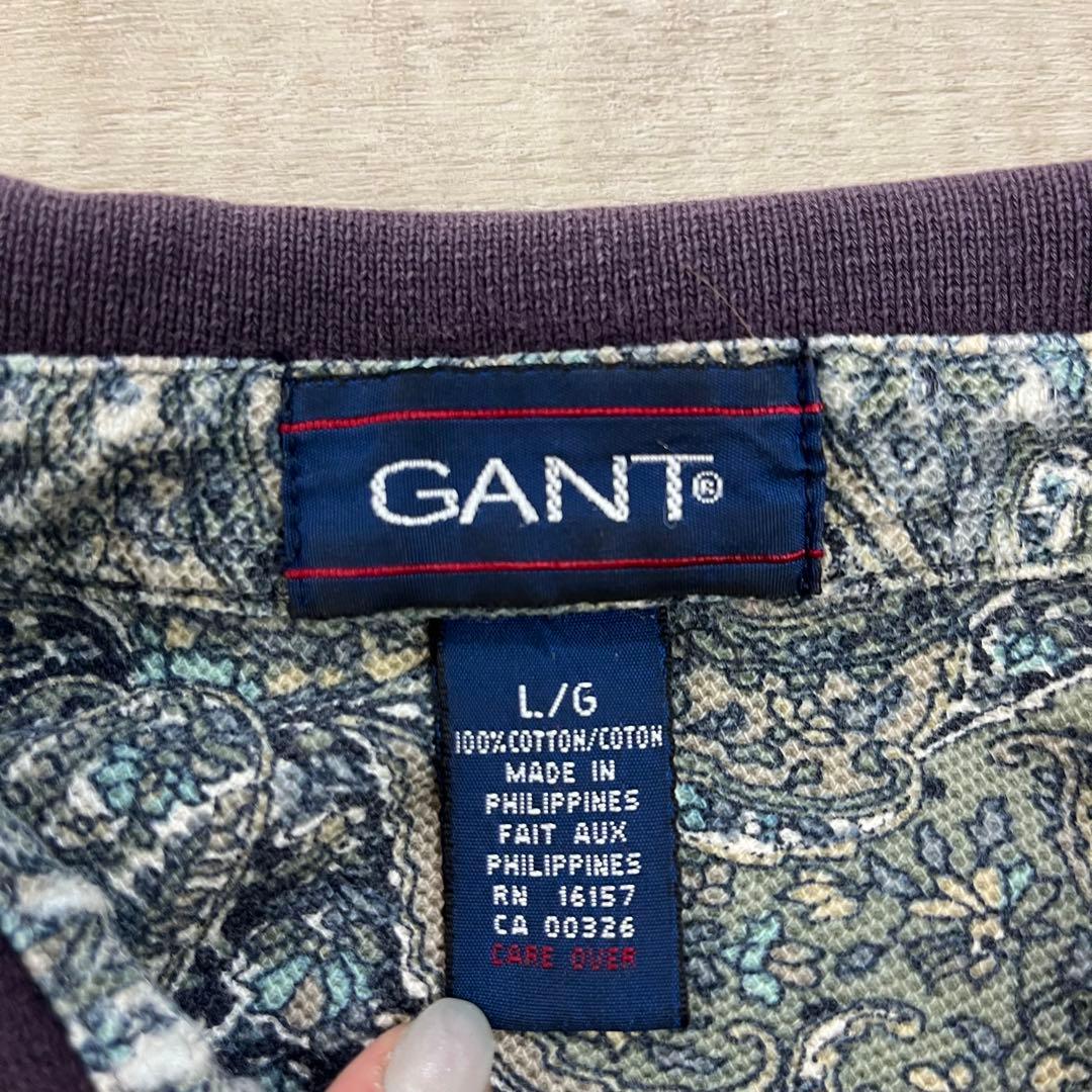 古着 90年代 GANT L 総柄 半袖ポロシャツ メンズL — image 3