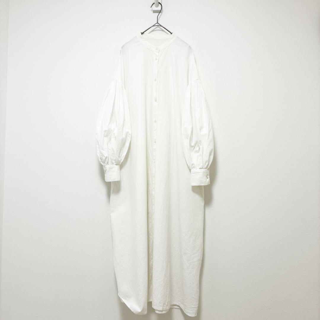 for/c フォーシー バンドカラー ボリューム袖 シャツワンピース PM 白 — image 2