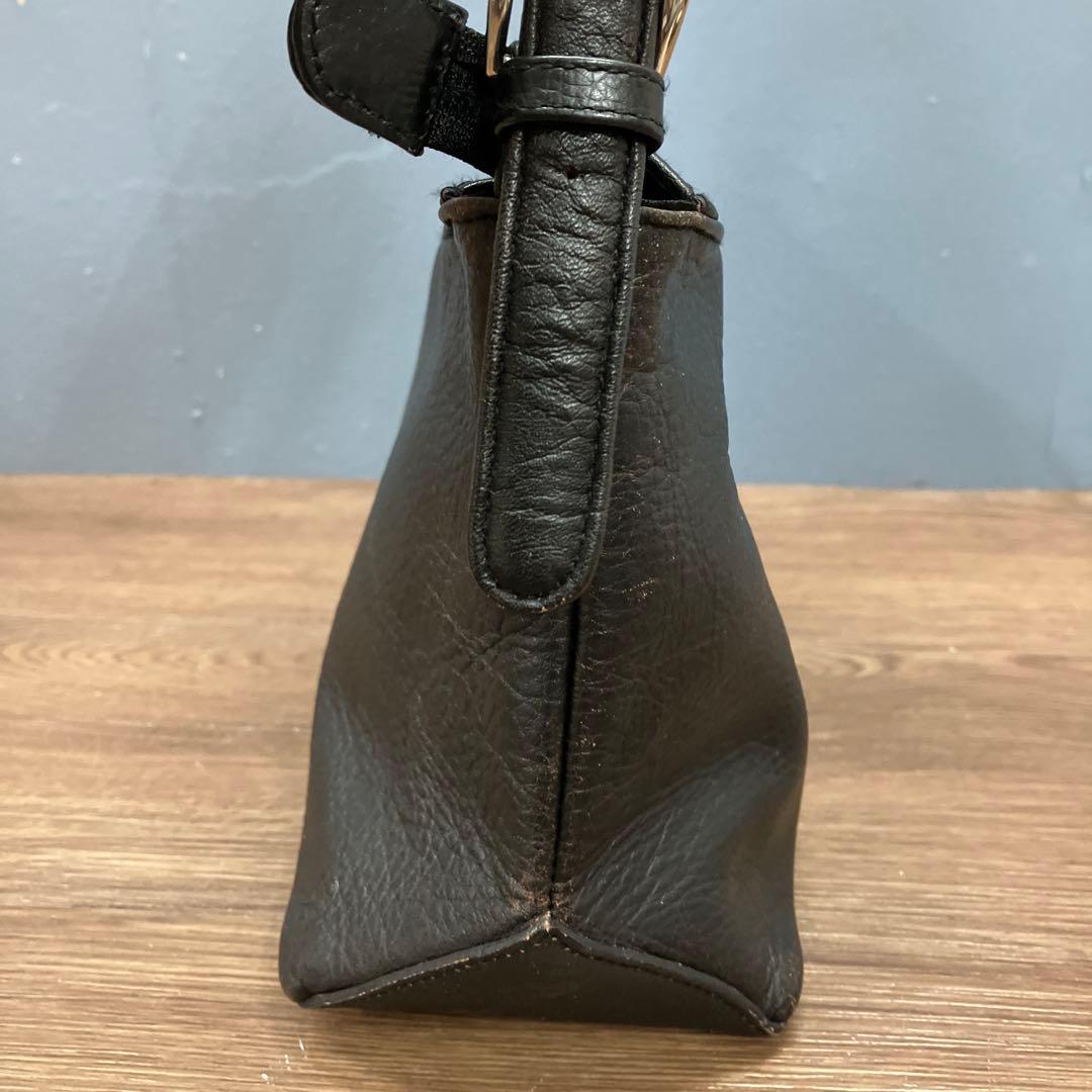 3F ビンテージ 本革 ハンドバッグ 黒 昭和レトロ 古道具 オールド — image 4