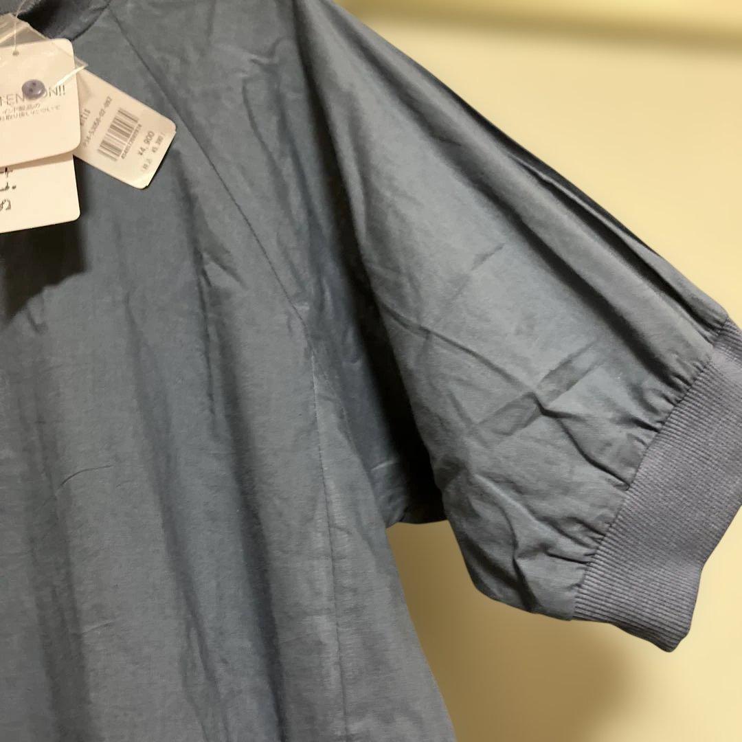 新品くすみブルー半袖ロングワンピース — image 4