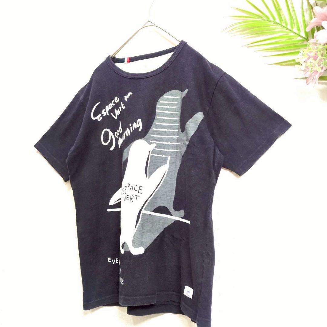 エスパスヴェール　ペンギン アニマル Tシャツ 半袖 ネイビー 濃紺 M 春夏 — image 2