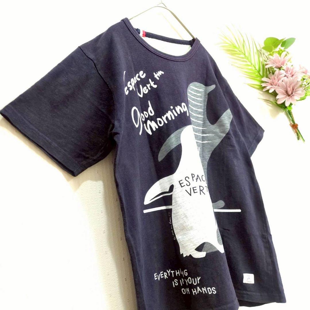 エスパスヴェール　ペンギン アニマル Tシャツ 半袖 ネイビー 濃紺 M 春夏 — image 3
