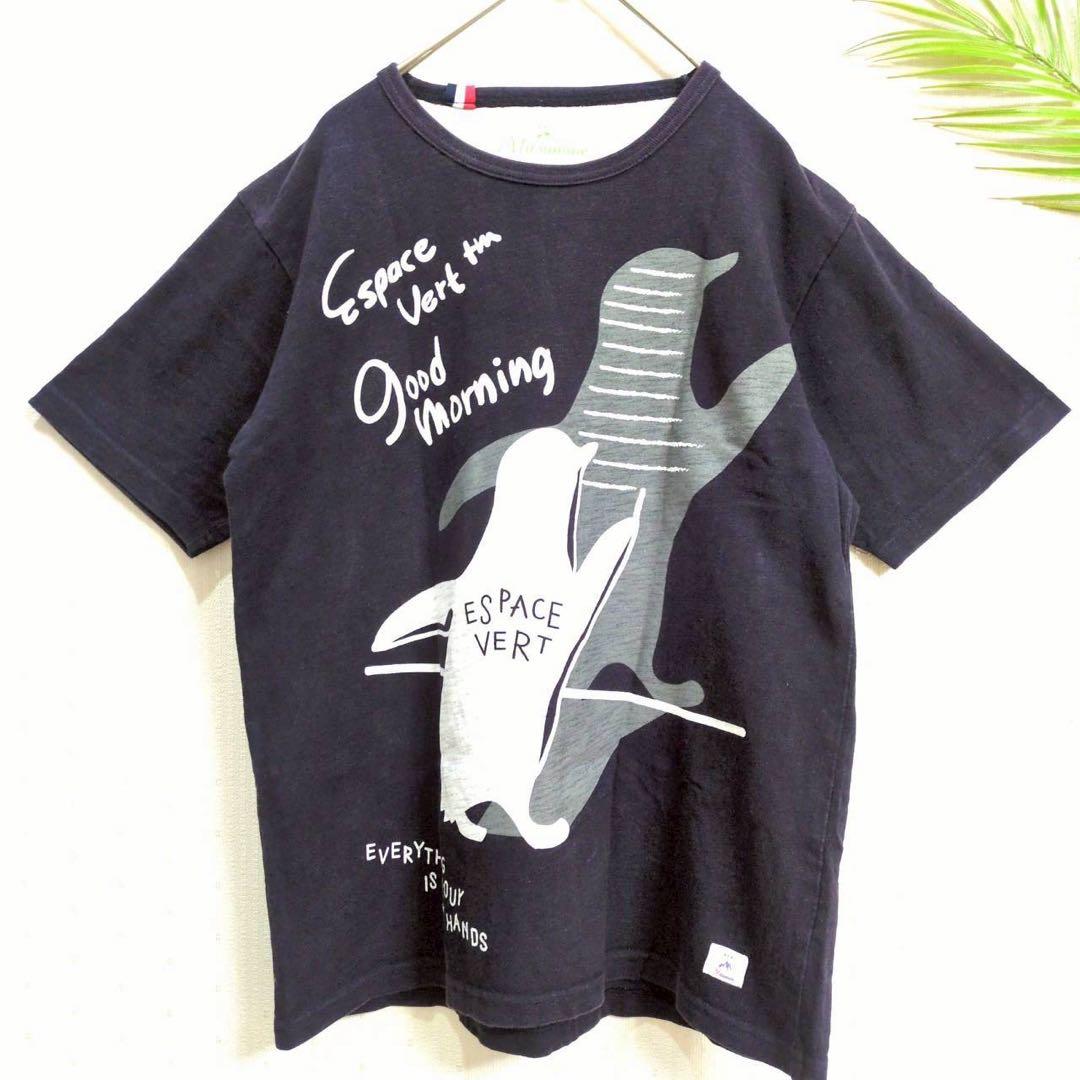 エスパスヴェール　ペンギン アニマル Tシャツ 半袖 ネイビー 濃紺 M 春夏 — image 4