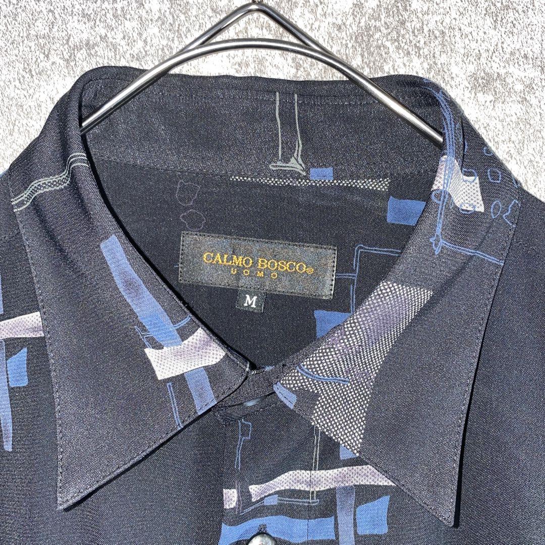 CALMO BOSCO L’UOMO 総柄 長袖 シャツ ブラック Mサイズ — image 4