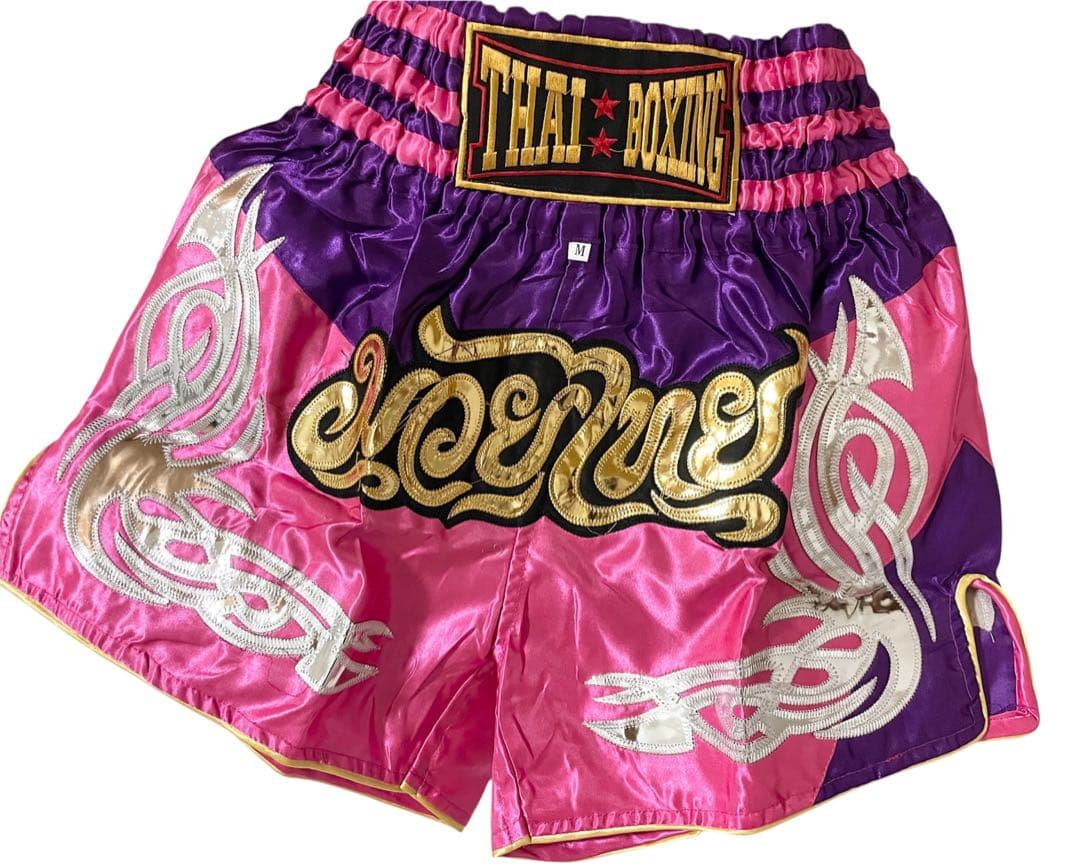 THAI BOXING ムエタイパンツ ピンク×パープル　メンズ Mサテン — image 2