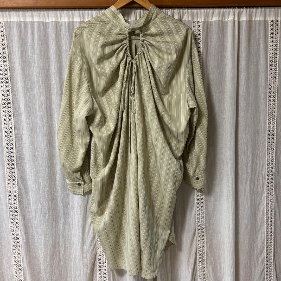 美品 ROSE BUD ストライプ チュニックワンピース グリーン フリーサイズ — image 2