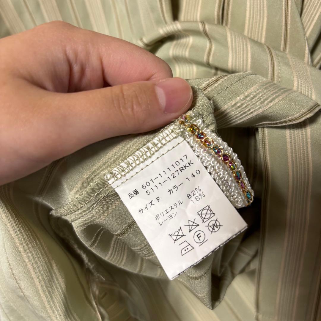 美品 ROSE BUD ストライプ チュニックワンピース グリーン フリーサイズ — image 5