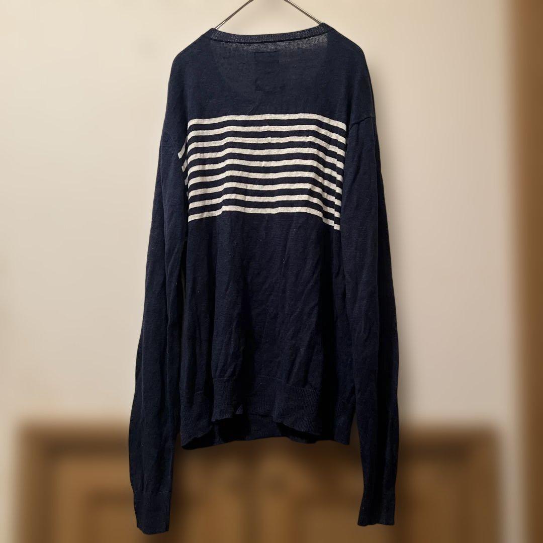 BROWNY FRENCH LINEN ボーダーニット Lサイズ 麻100% — image 4