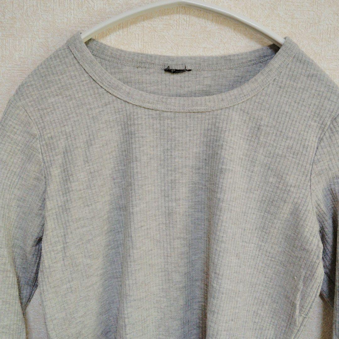 リブ編み長袖Tシャツ グレー — image 2