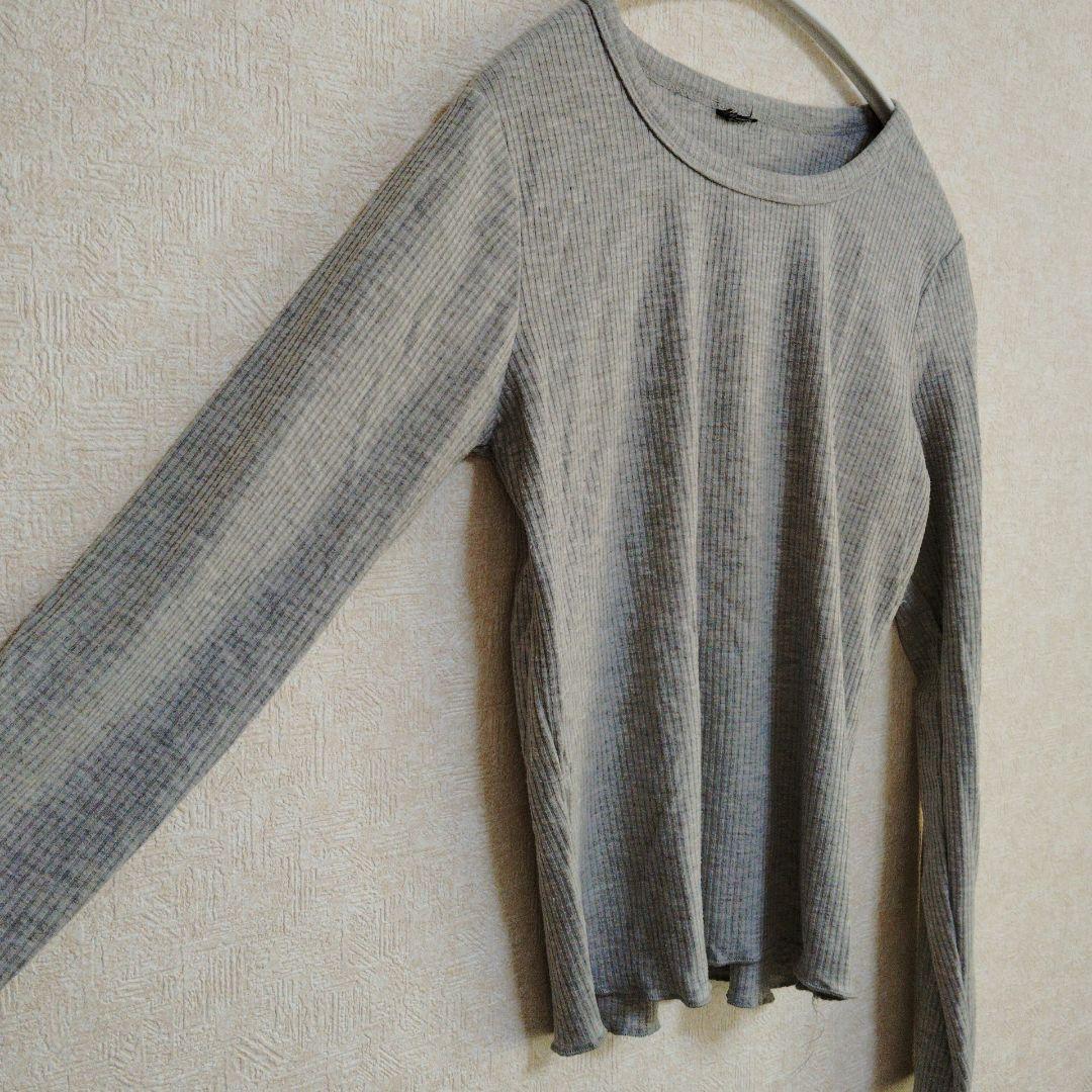 リブ編み長袖Tシャツ グレー — image 5