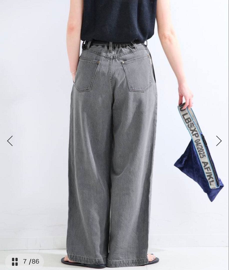 グレー デニム ワイドパンツ — image 4