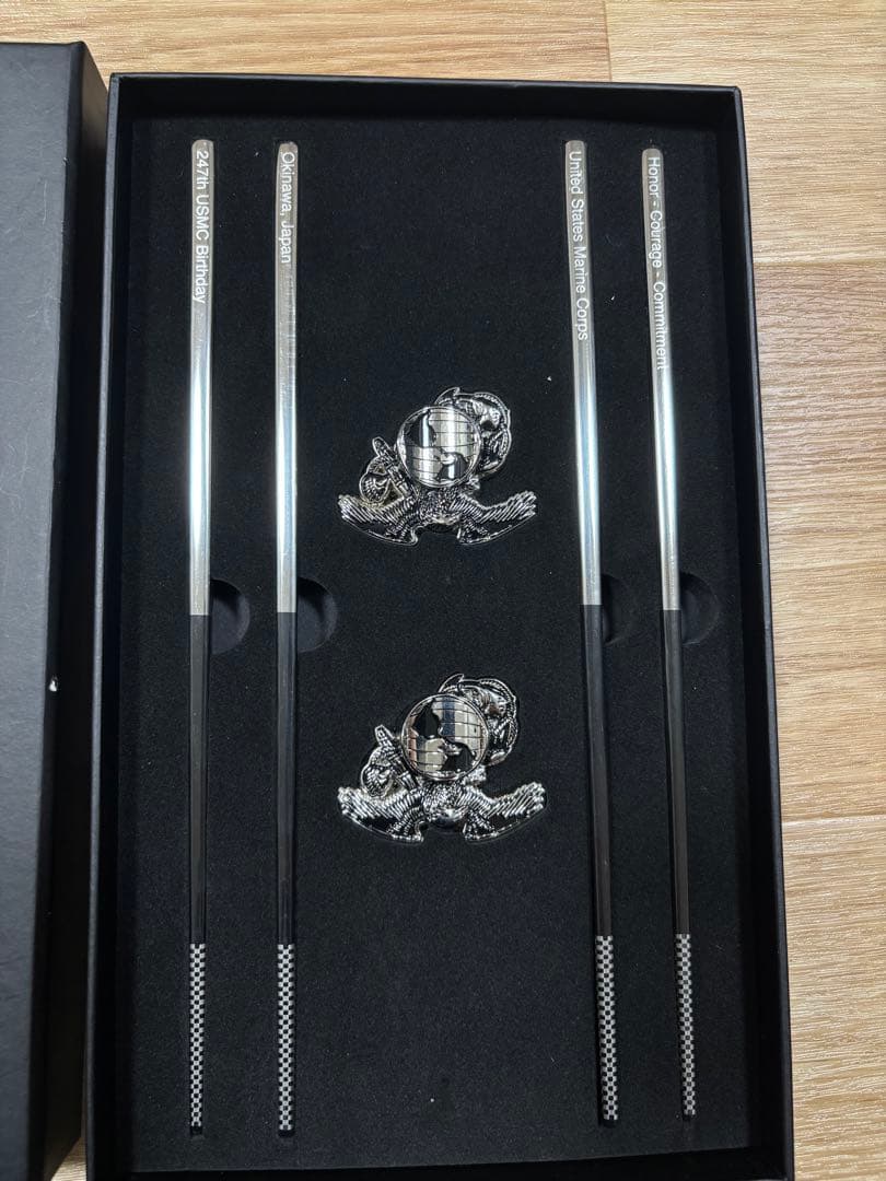 【米軍実物】新品未使用 海兵隊247周年記念お箸セット 希少品 — image 2
