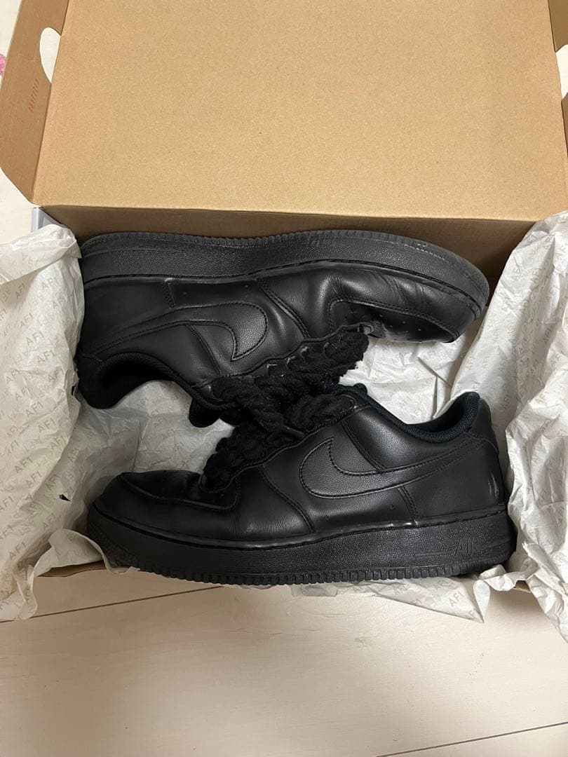 NIKE air force 1ブラックロープフォース自作 ピンクロープ付き — image 2