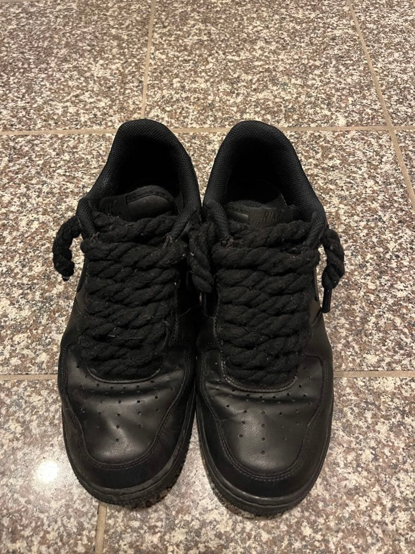 NIKE air force 1ブラックロープフォース自作 ピンクロープ付き — image 3