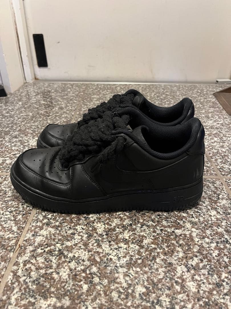 NIKE air force 1ブラックロープフォース自作 ピンクロープ付き — image 4
