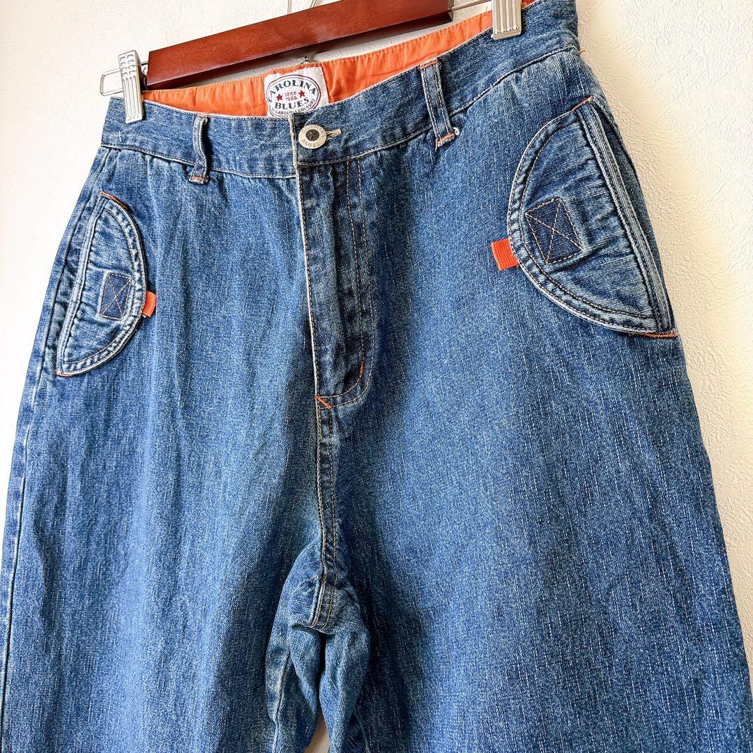 カロリナブルーズ デニムパンツ 無地 8 青 綿 クロップド カジュアル — image 4