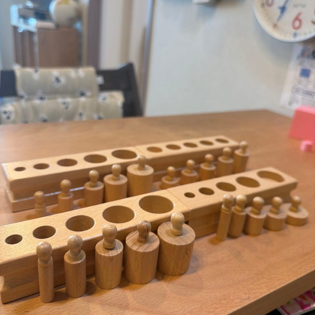 木製 円柱さし 4本セット 知育玩具 モンテッソーリ — image 3