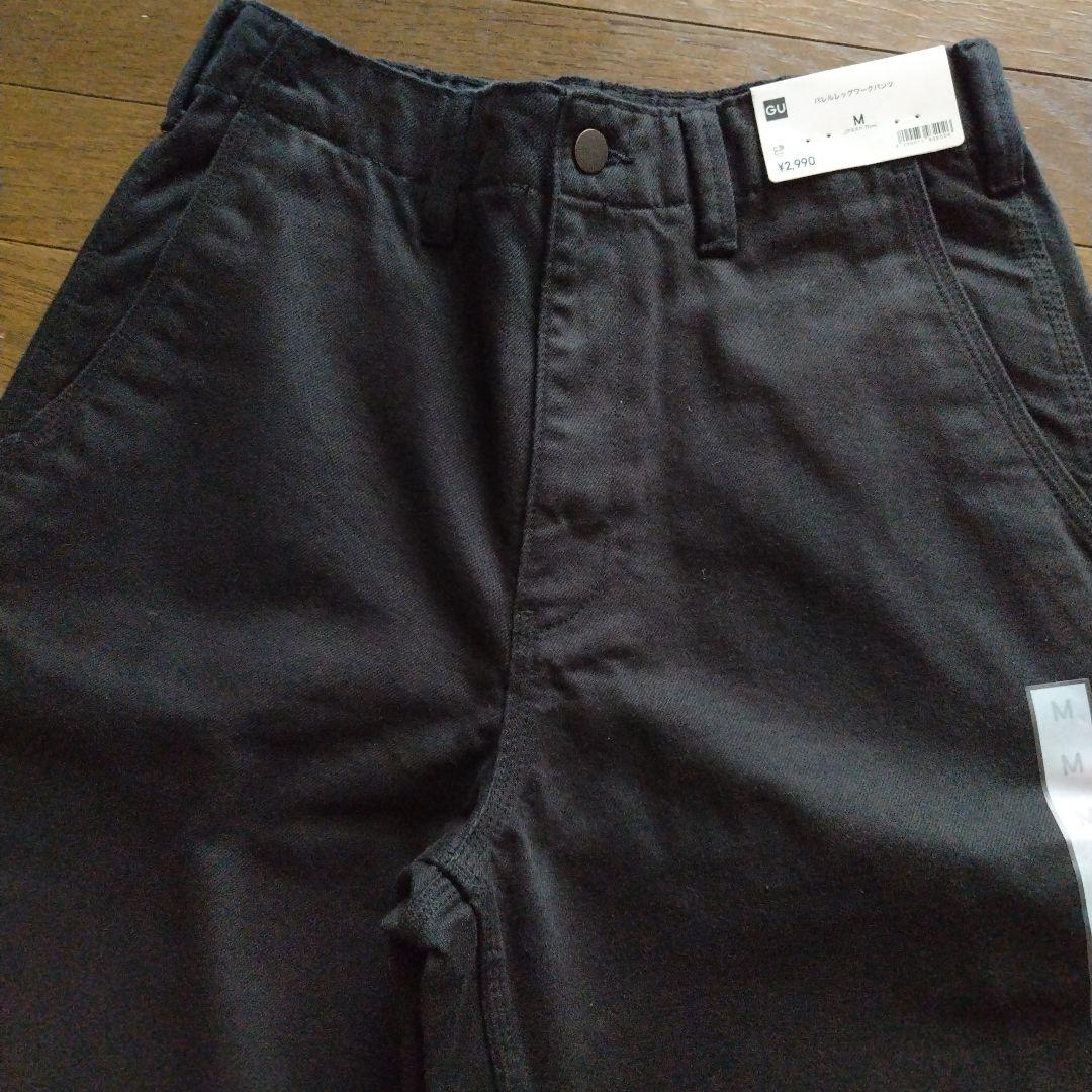 新品　GU　バレルレッグワークパンツ M　標準丈　黒 — image 3