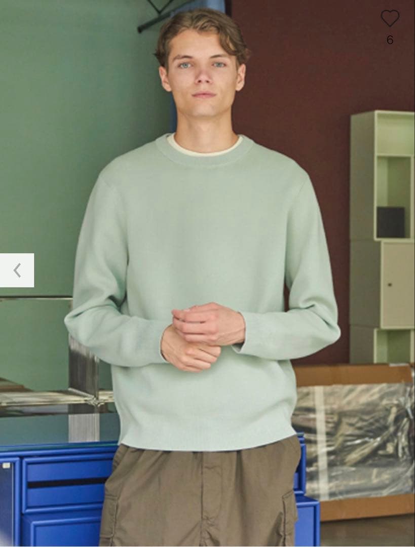 新品UNIQLO ウォッシャブルミラノリブクルーネックセーター グリーン L — image 2