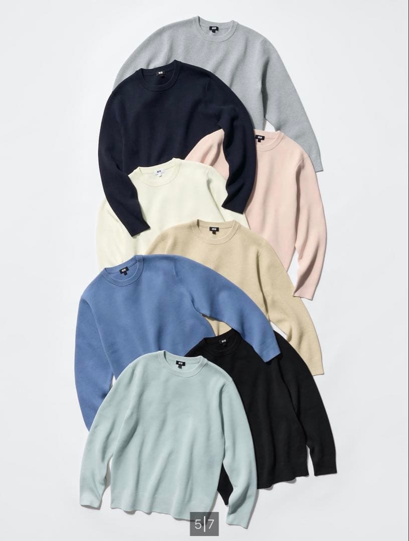 新品UNIQLO ウォッシャブルミラノリブクルーネックセーター グリーン L — image 3