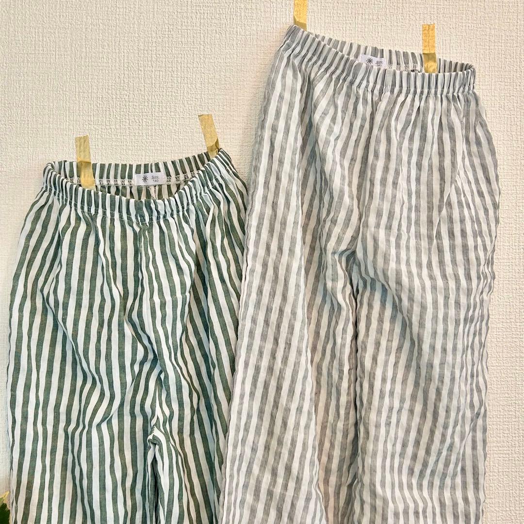 ※aco様専用 ストライプ綿ロングパンツ グレー — image 2