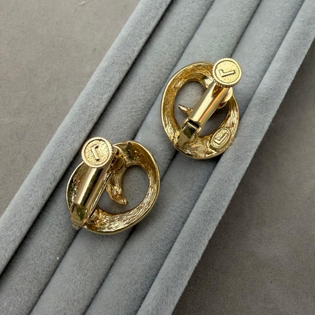 イヤリング　LANCEL ゴール×クリアストーン　渦巻 — image 2