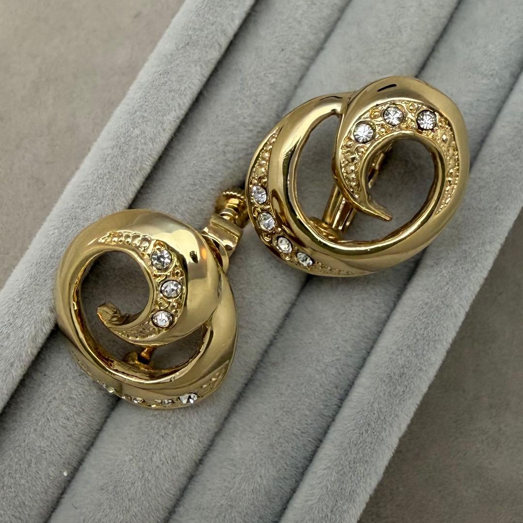 イヤリング　LANCEL ゴール×クリアストーン　渦巻 — image 3