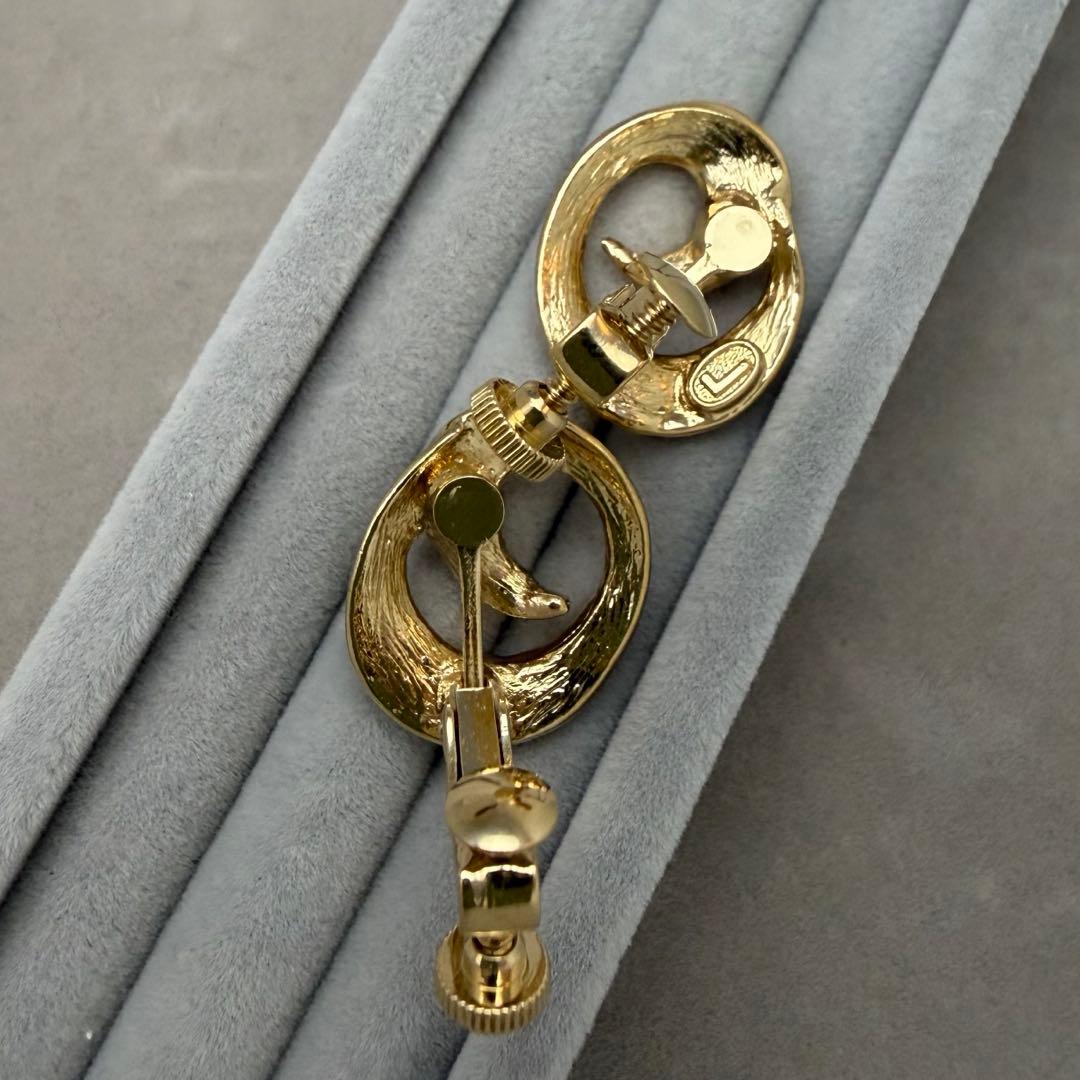 イヤリング　LANCEL ゴール×クリアストーン　渦巻 — image 4