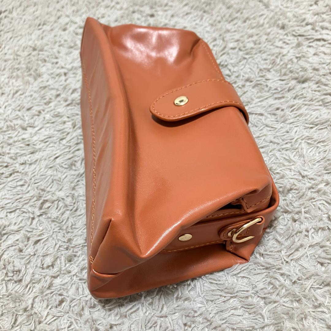 【美品】レトロ調 2WAY ショルダーバッグ ハンドバッグ キャメル 仕切り収納 — image 4