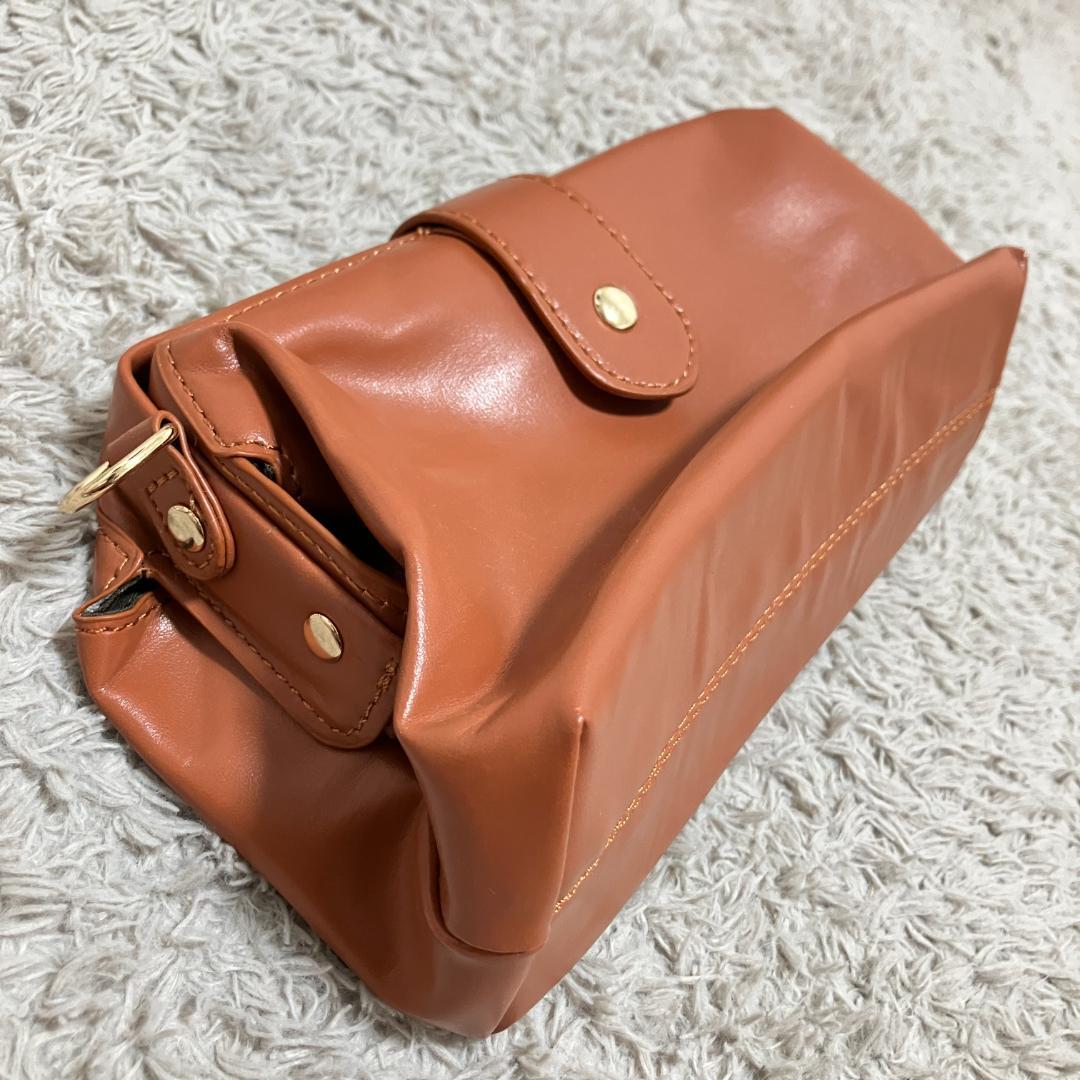 【美品】レトロ調 2WAY ショルダーバッグ ハンドバッグ キャメル 仕切り収納 — image 5