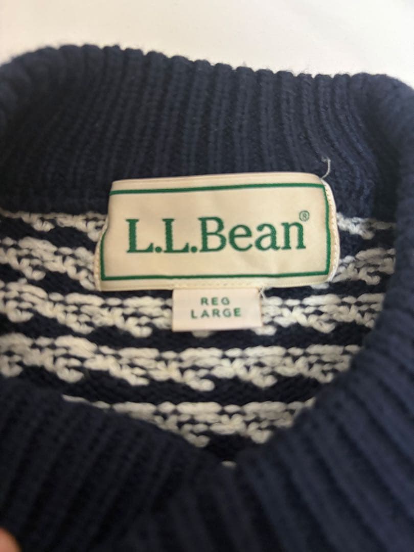 L.L.Bean バーズアイニット ネイビー ホワイト Lサイズ — image 4