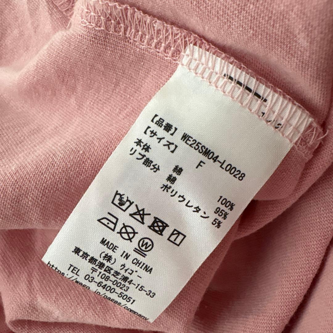 WEGO ピンク 刺繍ロゴ 半袖Tシャツ Fサイズ — image 3
