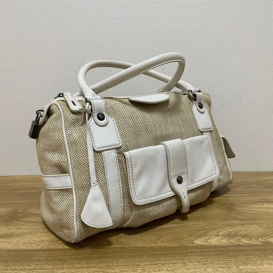 《美品》TOD’S （トッズ）レザー ハンドバッグ ホワイト×ベージュ — image 2