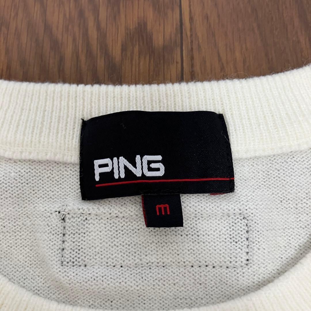 （K25525）PING ピン ゴルフ 薄手セーター Mサイズ ホワイト — image 2